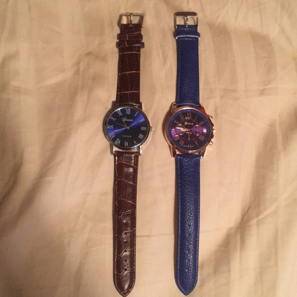Two leather band watches